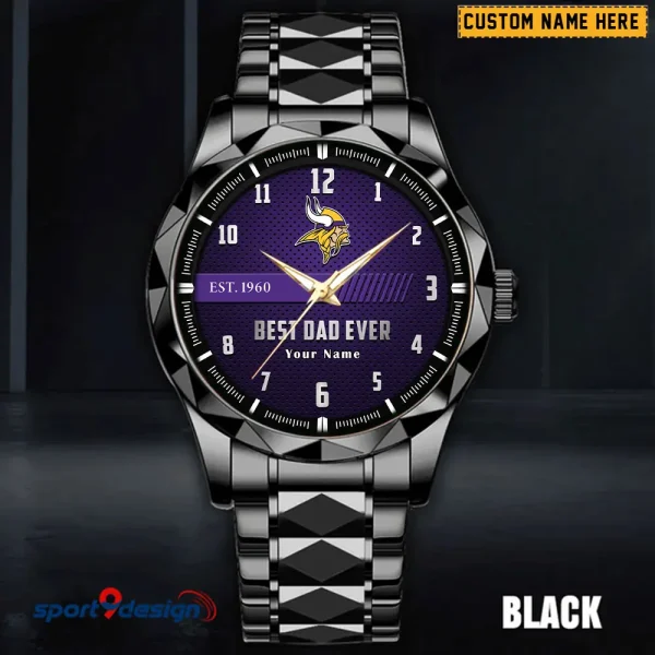 Minnesota Vikings Best Dad Ever Luxury Diamond Men Wristwatch Father's Day Gift SPTDMW183 - Image 5