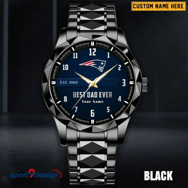 New England Patriots Best Dad Ever Luxury Diamond Men Wristwatch Father's Day Gift SPTDMW184 - Image 2