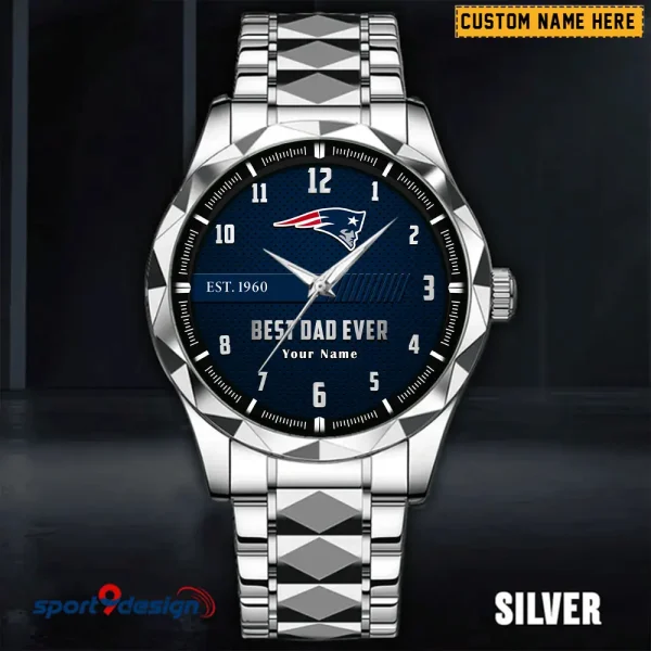 New England Patriots Best Dad Ever Luxury Diamond Men Wristwatch Father's Day Gift SPTDMW184 - Image 3