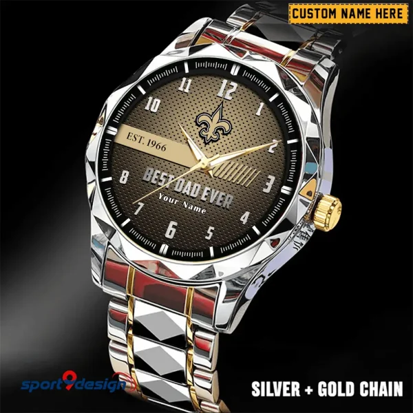 New Orleans Saints Best Dad Ever Luxury Diamond Men Wristwatch Father's Day Gift SPTDMW185 - Image 2