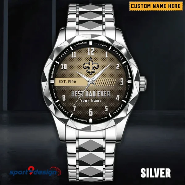 New Orleans Saints Best Dad Ever Luxury Diamond Men Wristwatch Father's Day Gift SPTDMW185 - Image 3