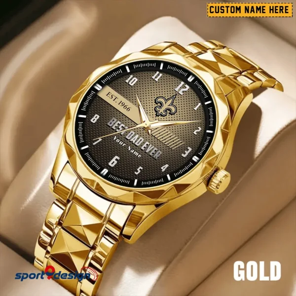 New Orleans Saints Best Dad Ever Luxury Diamond Men Wristwatch Father's Day Gift SPTDMW185 - Image 4