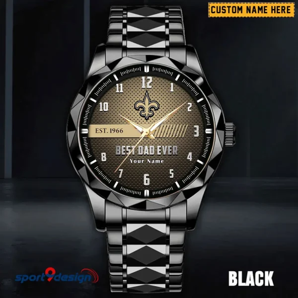 New Orleans Saints Best Dad Ever Luxury Diamond Men Wristwatch Father's Day Gift SPTDMW185 - Image 5