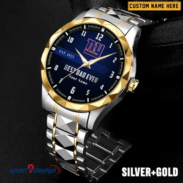 New York Giants Best Dad Ever Luxury Diamond Men Wristwatch Father's Day Gift SPTDMW186