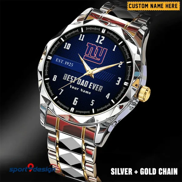 New York Giants Best Dad Ever Luxury Diamond Men Wristwatch Father's Day Gift SPTDMW186 - Image 5