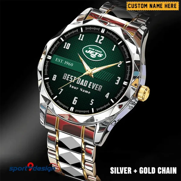 New York Jets Best Dad Ever Luxury Diamond Men Wristwatch Father's Day Gift SPTDMW187 - Image 4