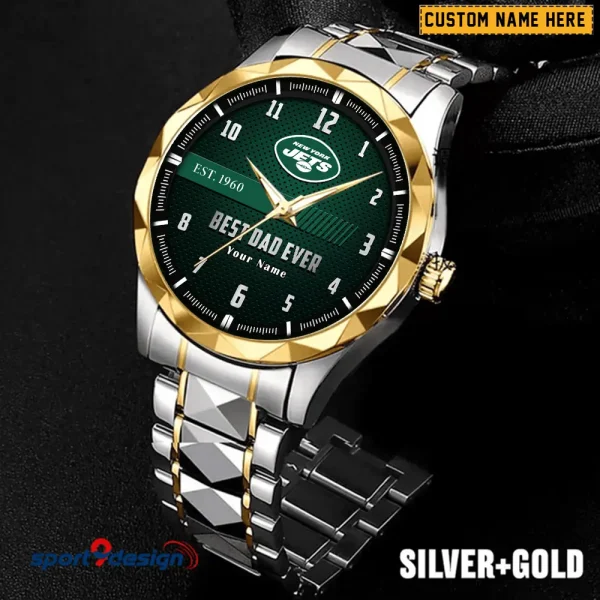 New York Jets Best Dad Ever Luxury Diamond Men Wristwatch Father's Day Gift SPTDMW187