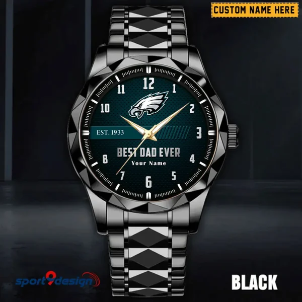 Philadelphia Eagles Best Dad Ever Luxury Diamond Men Wristwatch Father's Day Gift SPTDMW188 - Image 2