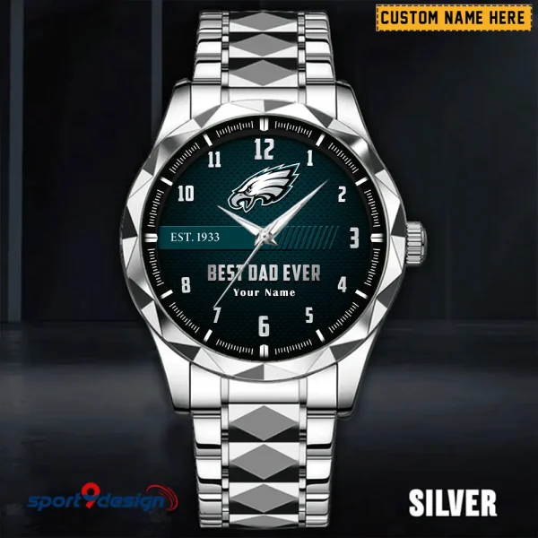 Philadelphia Eagles Best Dad Ever Luxury Diamond Men Wristwatch Father's Day Gift SPTDMW188 - Image 3