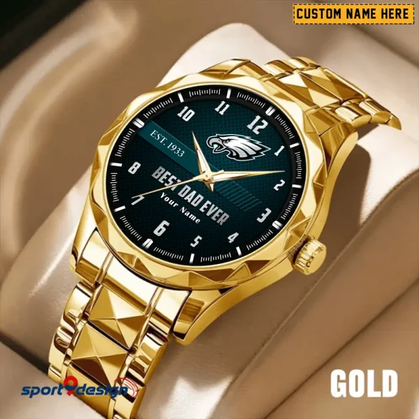 Philadelphia Eagles Best Dad Ever Luxury Diamond Men Wristwatch Father's Day Gift SPTDMW188 - Image 4