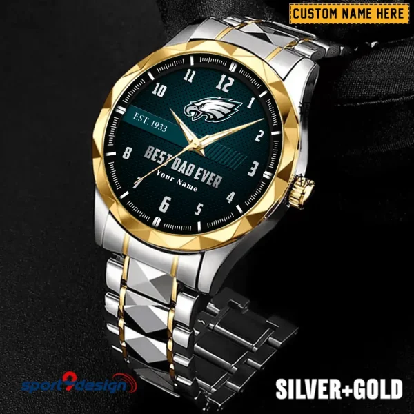 Philadelphia Eagles Best Dad Ever Luxury Diamond Men Wristwatch Father's Day Gift SPTDMW188