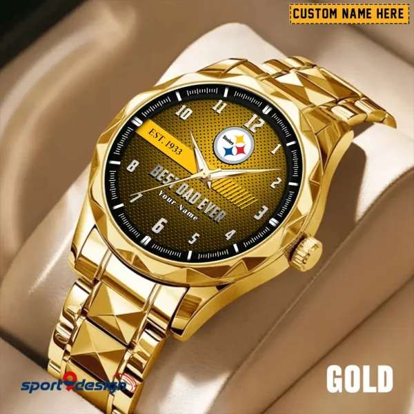 Pittsburgh Steelers Best Dad Ever Luxury Diamond Men Wristwatch Father's Day Gift SPTDMW189 - Image 3