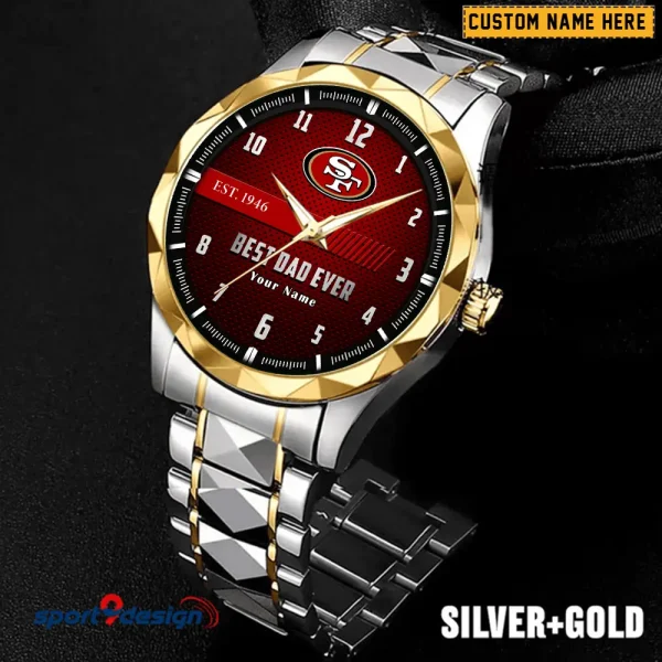 San Francisco 49ers Best Dad Ever Luxury Diamond Men Wristwatch Father's Day Gift SPTDMW190