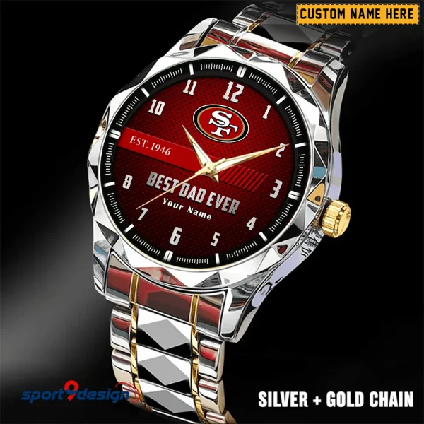 San Francisco 49ers Best Dad Ever Luxury Diamond Men Wristwatch Father's Day Gift SPTDMW190 - Image 5