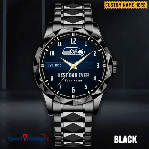 Seattle Seahawks Best Dad Ever Luxury Diamond Men Wristwatch Father's Day Gift SPTDMW191 - Image 2