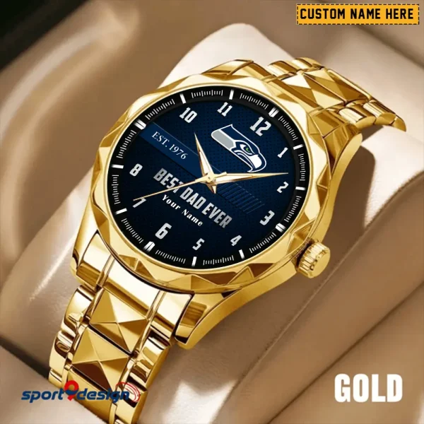 Seattle Seahawks Best Dad Ever Luxury Diamond Men Wristwatch Father's Day Gift SPTDMW191 - Image 3