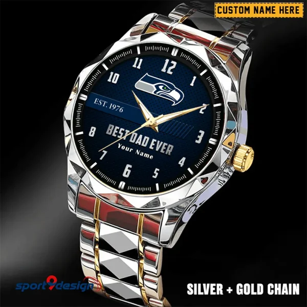 Seattle Seahawks Best Dad Ever Luxury Diamond Men Wristwatch Father's Day Gift SPTDMW191 - Image 4