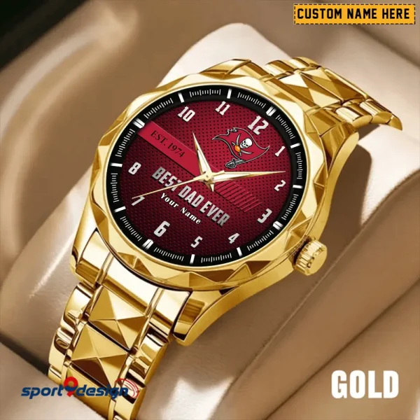 Tampa Bay Buccaneers Best Dad Ever Luxury Diamond Men Wristwatch Father's Day Gift SPTDMW192 - Image 3