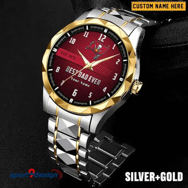 Tampa Bay Buccaneers Best Dad Ever Luxury Diamond Men Wristwatch Father's Day Gift SPTDMW192