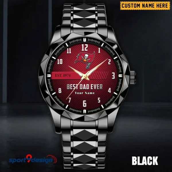 Tampa Bay Buccaneers Best Dad Ever Luxury Diamond Men Wristwatch Father's Day Gift SPTDMW192 - Image 4
