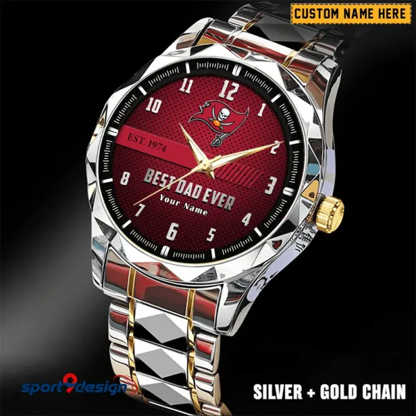 Tampa Bay Buccaneers Best Dad Ever Luxury Diamond Men Wristwatch Father's Day Gift SPTDMW192 - Image 5