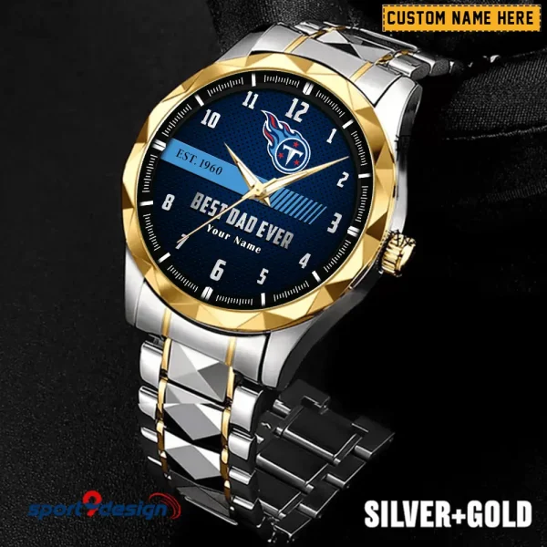 Tennessee Titans Best Dad Ever Luxury Diamond Men Wristwatch Father's Day Gift SPTDMW193
