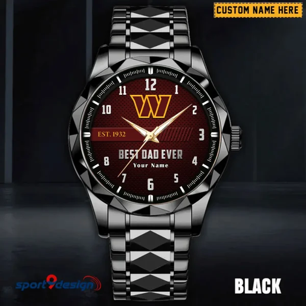 Washington Commanders Best Dad Ever Luxury Diamond Men Wristwatch Father's Day Gift SPTDMW194 - Image 2