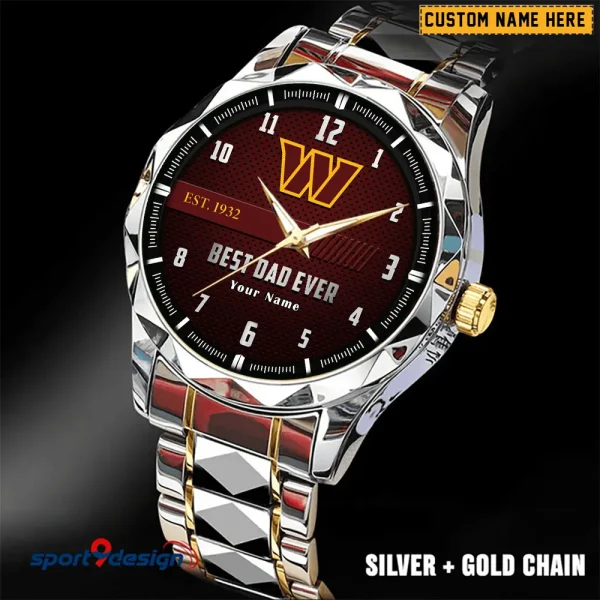 Washington Commanders Best Dad Ever Luxury Diamond Men Wristwatch Father's Day Gift SPTDMW194 - Image 3