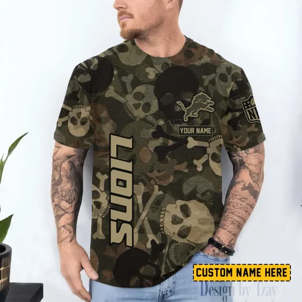 Detroit Lions Trendy Men's 3D Printed T-shirt Fashion O-neck 2025 AZTS1417