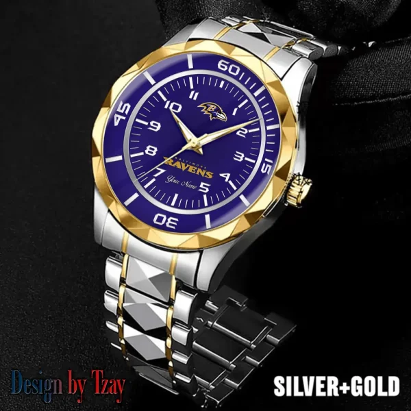 Baltimore Ravens Best Dad Ever Luxury Diamond Men Wristwatch Father's Day Gift SPTDMW229
