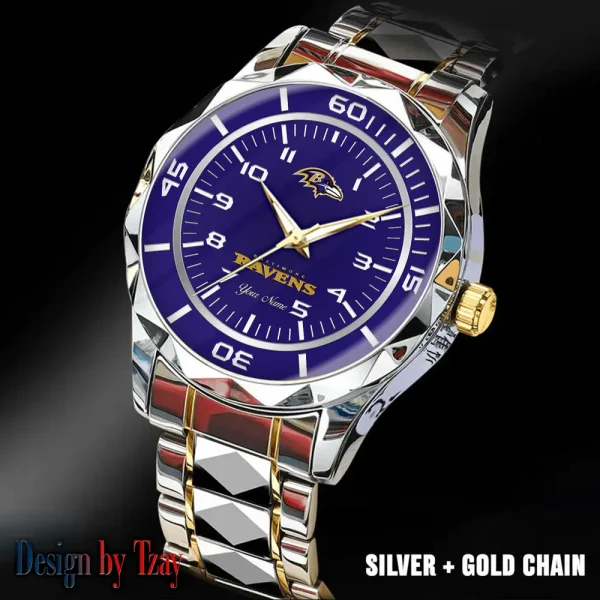 Baltimore Ravens Best Dad Ever Luxury Diamond Men Wristwatch Father's Day Gift SPTDMW229 - Image 4