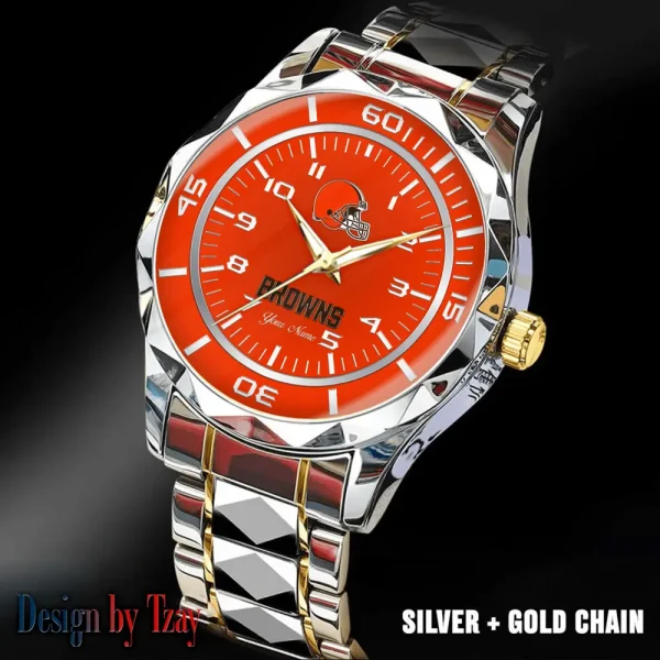 Cleveland Browns Best Dad Ever Luxury Diamond Men Wristwatch Father's Day Gift SPTDMW235 - Image 3