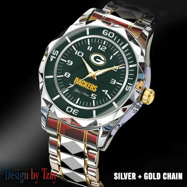 Green Bay Packers Best Dad Ever Luxury Diamond Men Wristwatch Father's Day Gift SPTDMW239 - Image 4