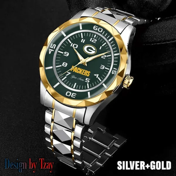 Green Bay Packers Best Dad Ever Luxury Diamond Men Wristwatch Father's Day Gift SPTDMW239