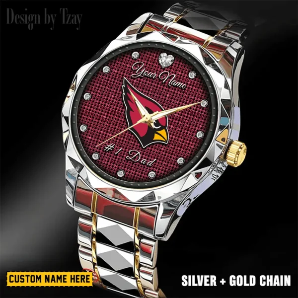 Arizona Cardinals #1 Dad Luxury Diamond Men Wristwatch Father's Day Gift SPTDMW195 - Image 5