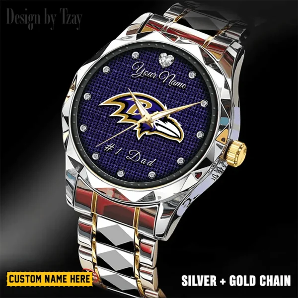 Baltimore Ravens #1 Dad Luxury Diamond Men Wristwatch Father's Day Gift SPTDMW197 - Image 3