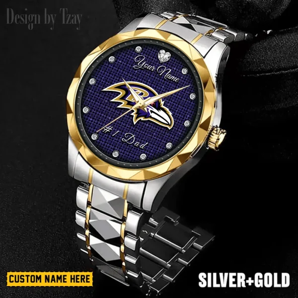 Baltimore Ravens #1 Dad Luxury Diamond Men Wristwatch Father's Day Gift SPTDMW197