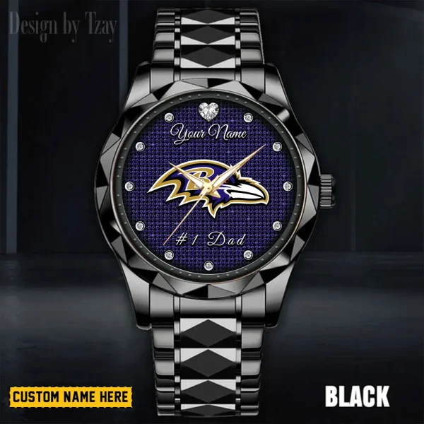 Baltimore Ravens #1 Dad Luxury Diamond Men Wristwatch Father's Day Gift SPTDMW197 - Image 5