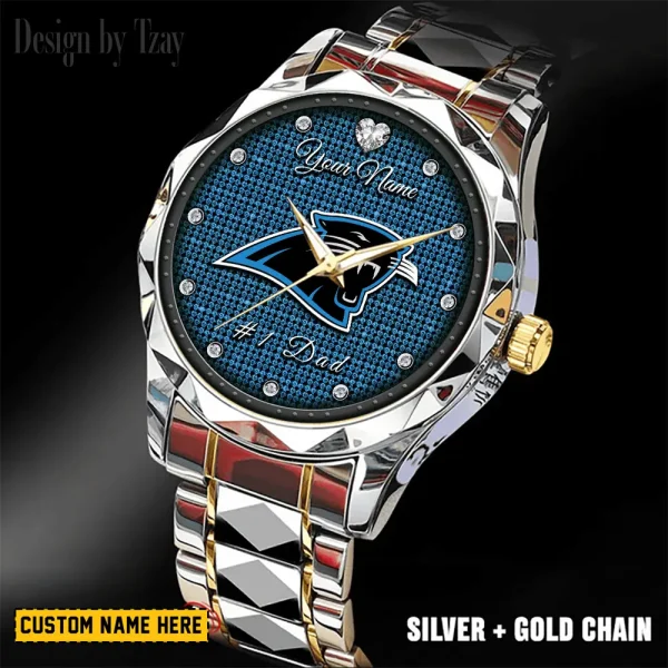 Carolina Panthers #1 Dad Luxury Diamond Men Wristwatch Father's Day Gift SPTDMW199 - Image 3