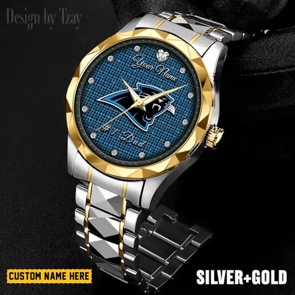 Carolina Panthers #1 Dad Luxury Diamond Men Wristwatch Father's Day Gift SPTDMW199