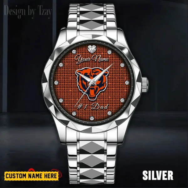 Chicago Bears #1 Dad Luxury Diamond Men Wristwatch Father's Day Gift SPTDMW200 - Image 2