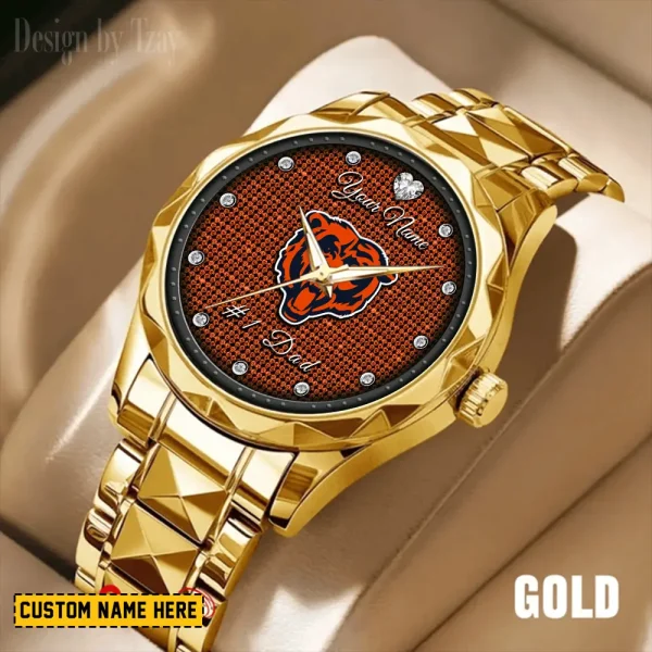 Chicago Bears #1 Dad Luxury Diamond Men Wristwatch Father's Day Gift SPTDMW200 - Image 3