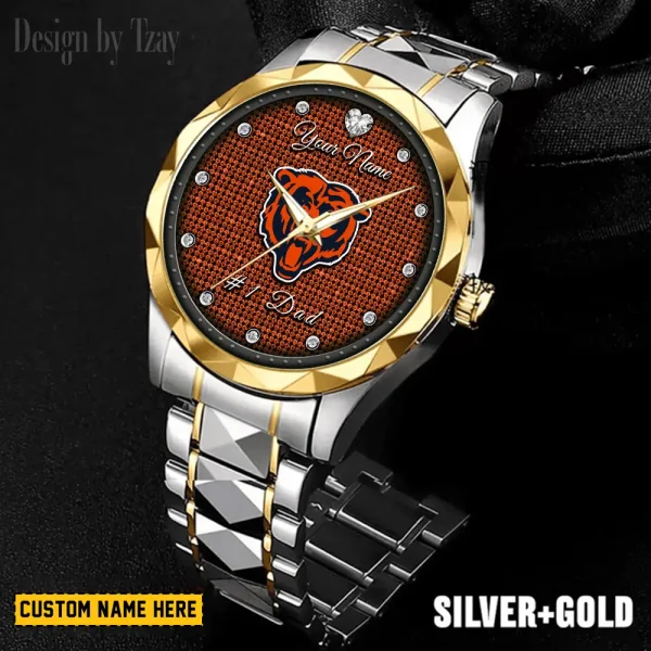 Chicago Bears #1 Dad Luxury Diamond Men Wristwatch Father's Day Gift SPTDMW200