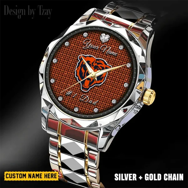 Chicago Bears #1 Dad Luxury Diamond Men Wristwatch Father's Day Gift SPTDMW200 - Image 5