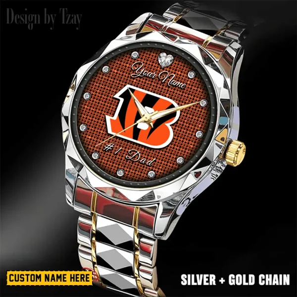 Cincinnati Bengals #1 Dad Luxury Diamond Men Wristwatch Father's Day Gift SPTDMW201 - Image 2