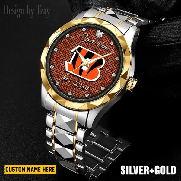 Cincinnati Bengals #1 Dad Luxury Diamond Men Wristwatch Father's Day Gift SPTDMW201