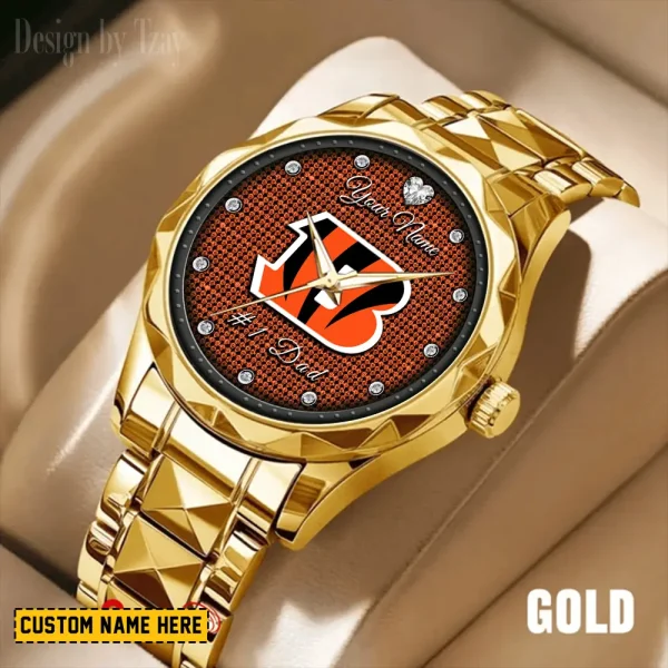 Cincinnati Bengals #1 Dad Luxury Diamond Men Wristwatch Father's Day Gift SPTDMW201 - Image 3