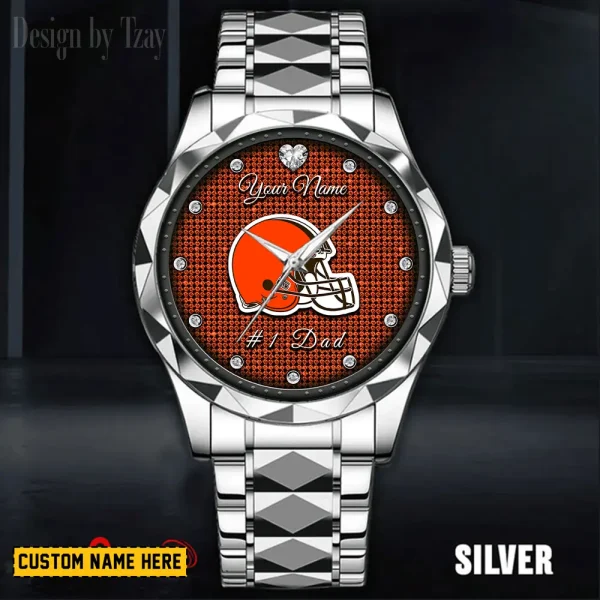 Cleveland Browns #1 Dad Luxury Diamond Men Wristwatch Father's Day Gift SPTDMW202 - Image 2