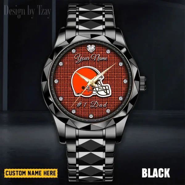 Cleveland Browns #1 Dad Luxury Diamond Men Wristwatch Father's Day Gift SPTDMW202 - Image 3