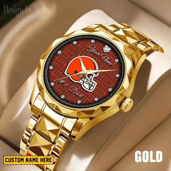 Cleveland Browns #1 Dad Luxury Diamond Men Wristwatch Father's Day Gift SPTDMW202 - Image 4